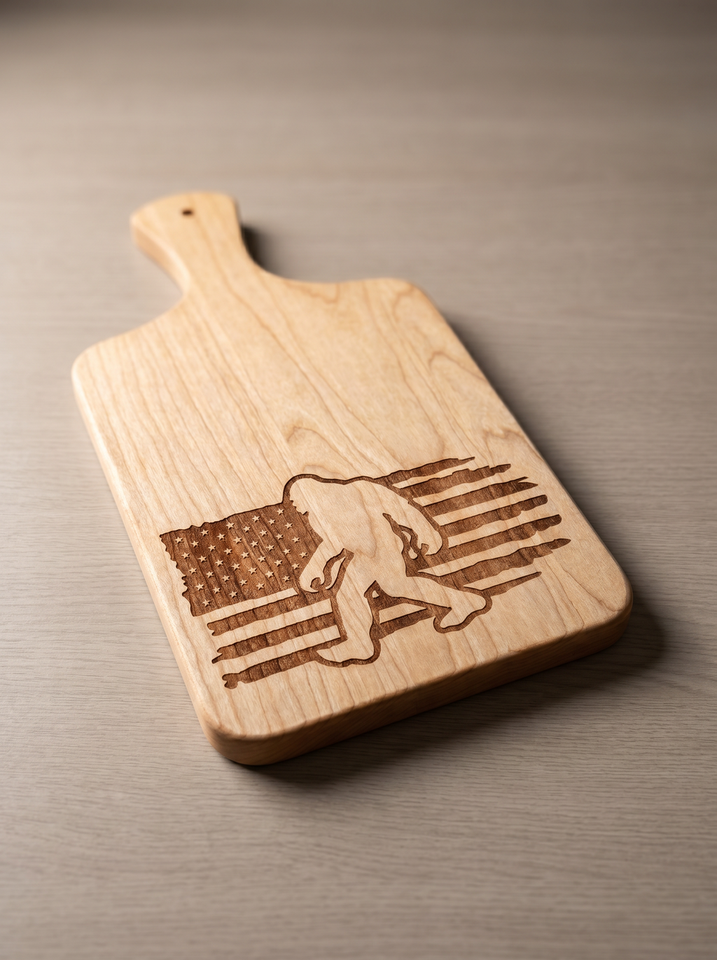 Bigfoot Flag Cutting Board — Rustic Cabin Decor