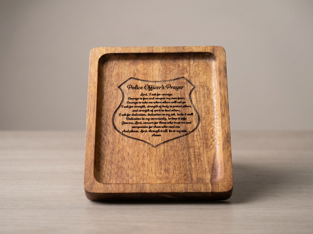 Engraved Wood Catchall Tray — Police Officer Gift