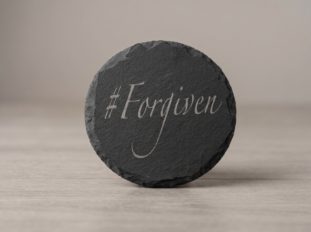 Forgiven Slate Coaster — Faith Message Gift