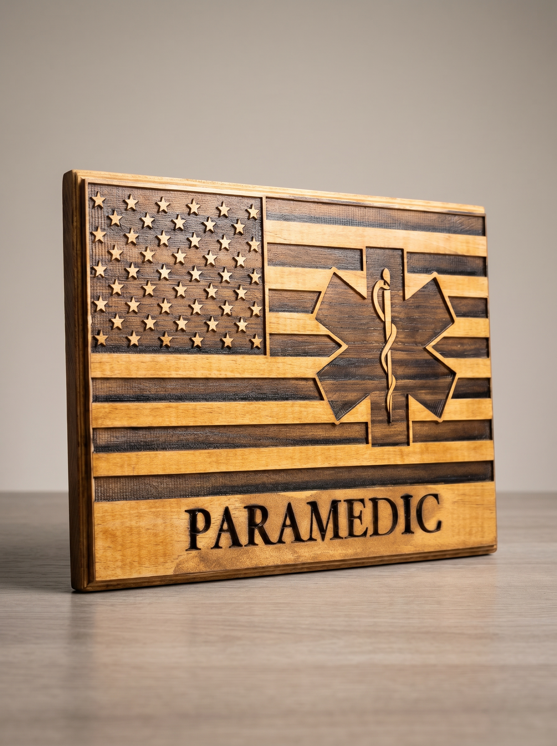Paramedic Flag Plaque — First Responder Retirement