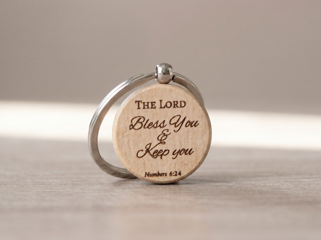 Scripture Bamboo Keychain — Christian Faith Gift