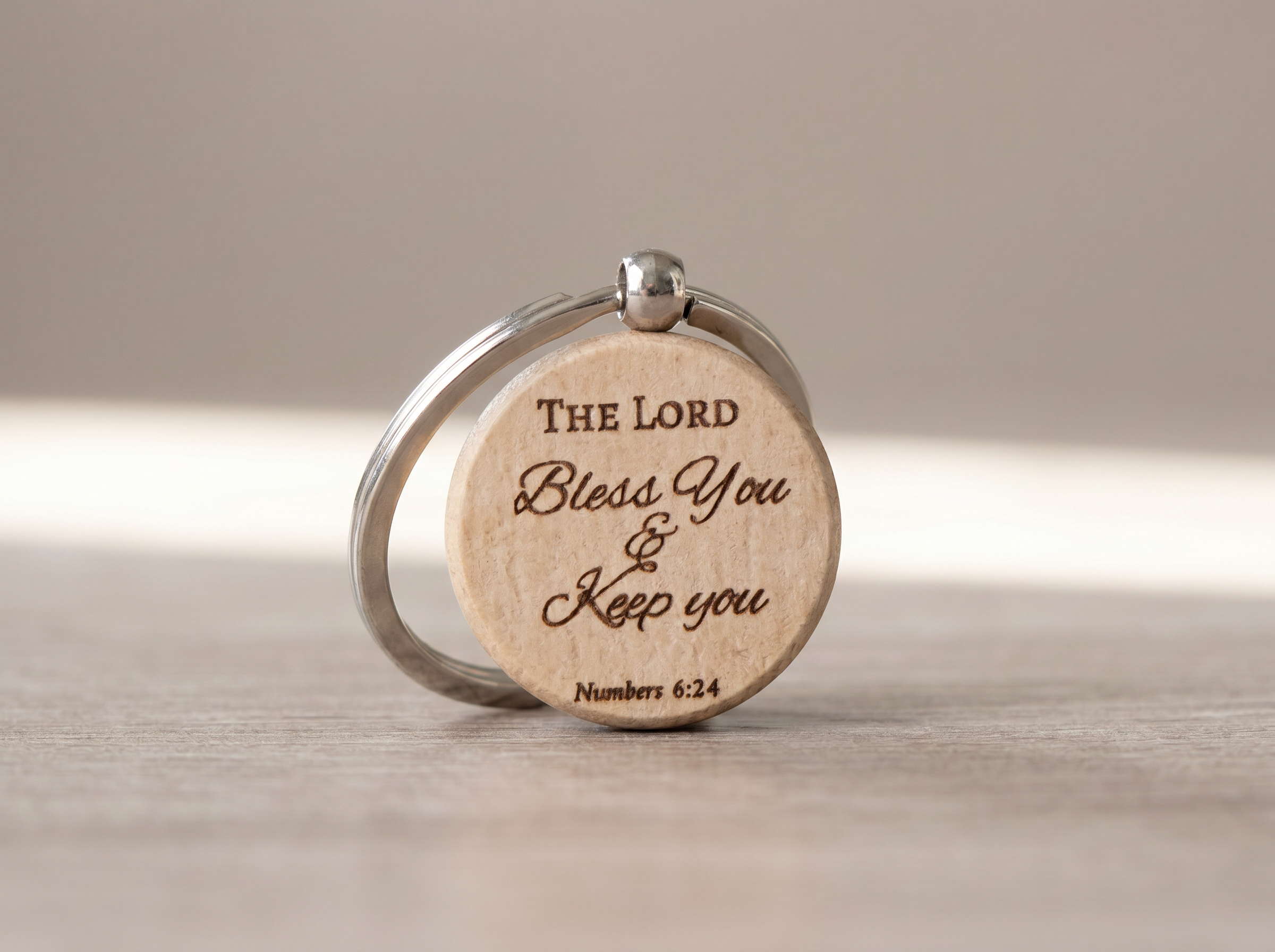 Scripture Bamboo Keychain — Christian Faith Gift