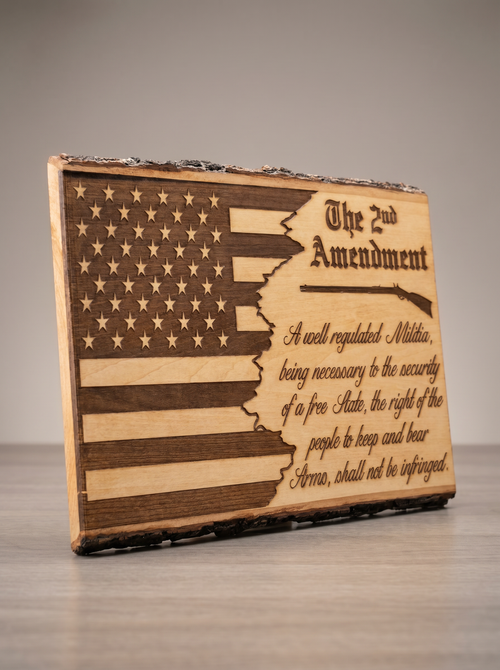 2nd Amendment Wood Sign — Patriotic Flag Decor