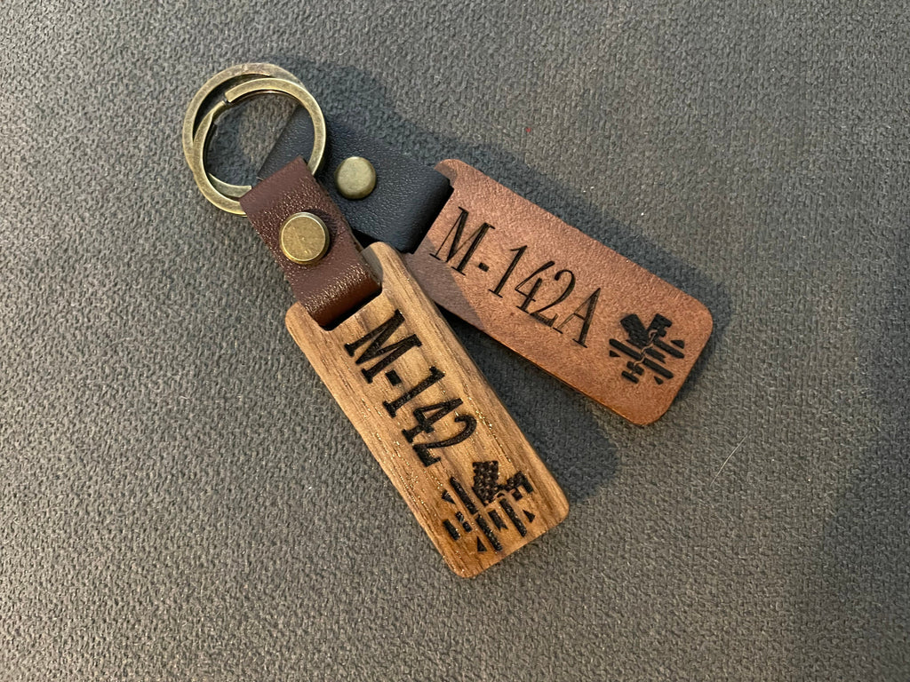 Personalized Walnut Keychain — Leather Strap