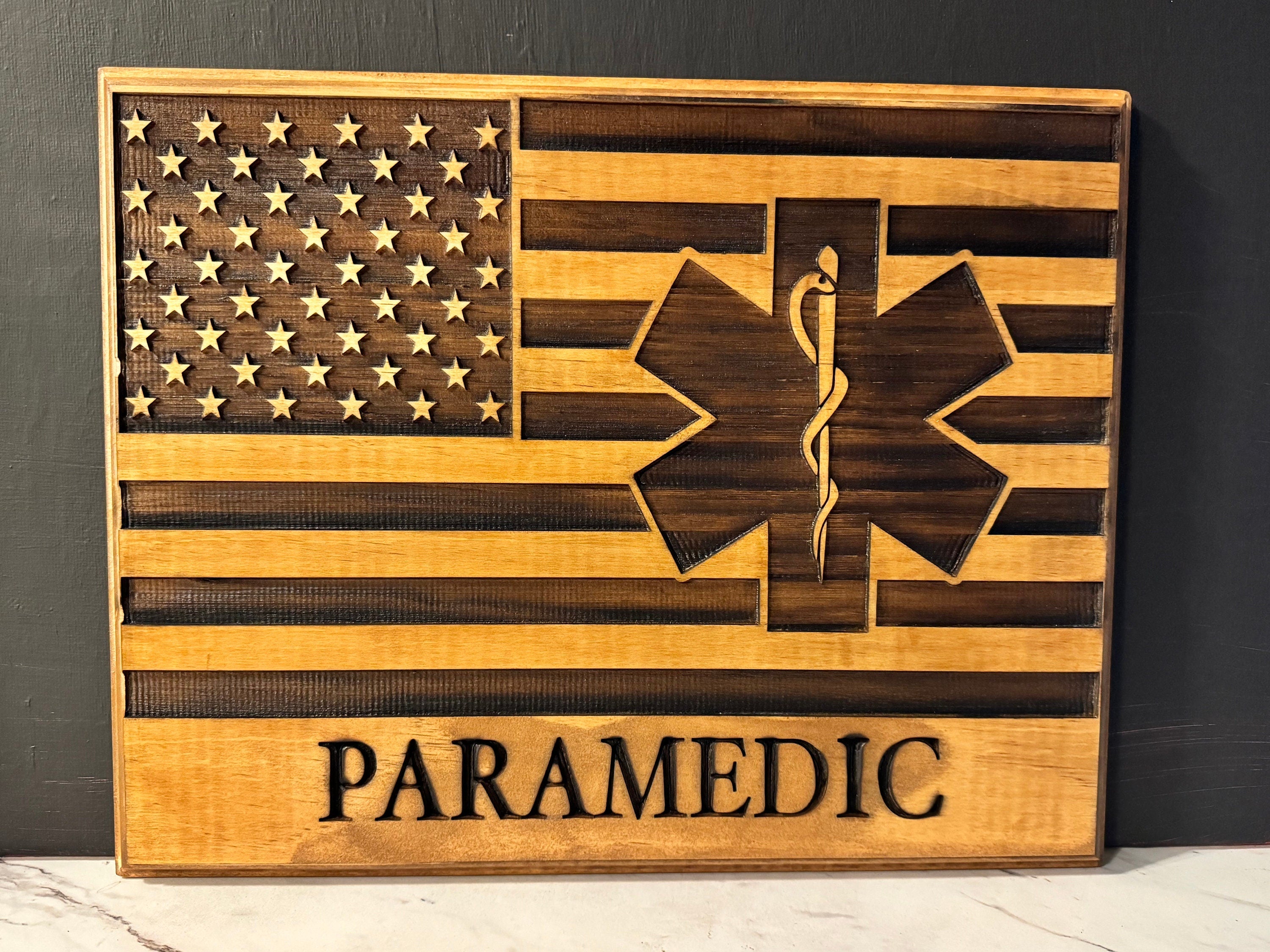 Paramedic Flag Plaque — First Responder Retirement