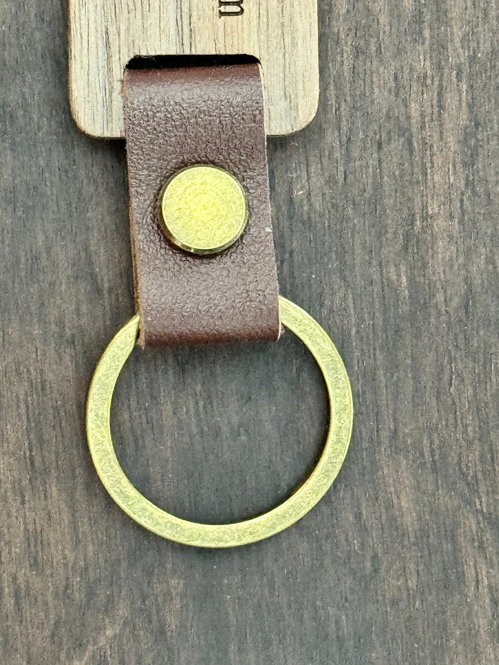 Personalized Walnut Keychain — Leather Strap