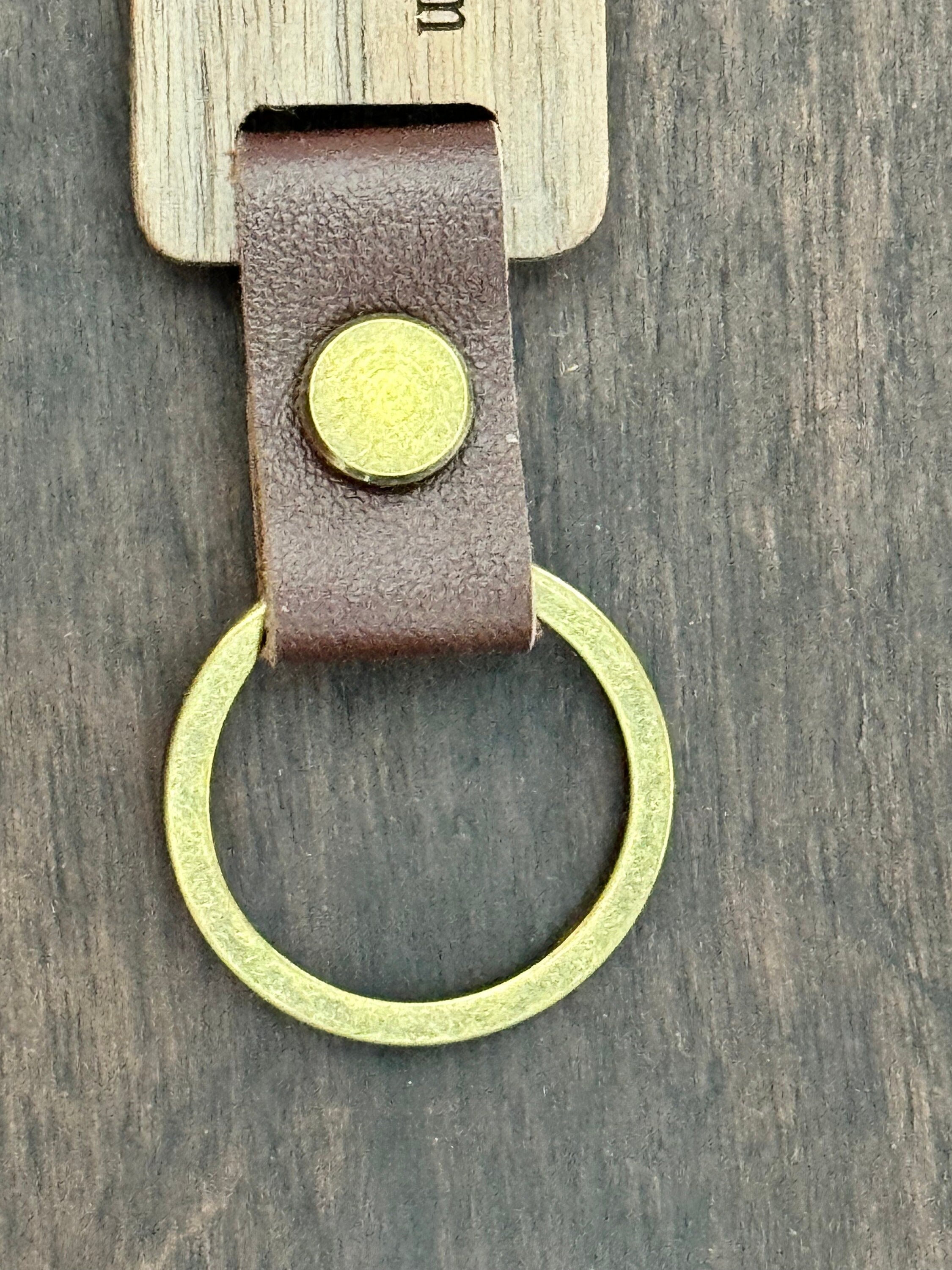 Personalized Walnut Keychain — Leather Strap