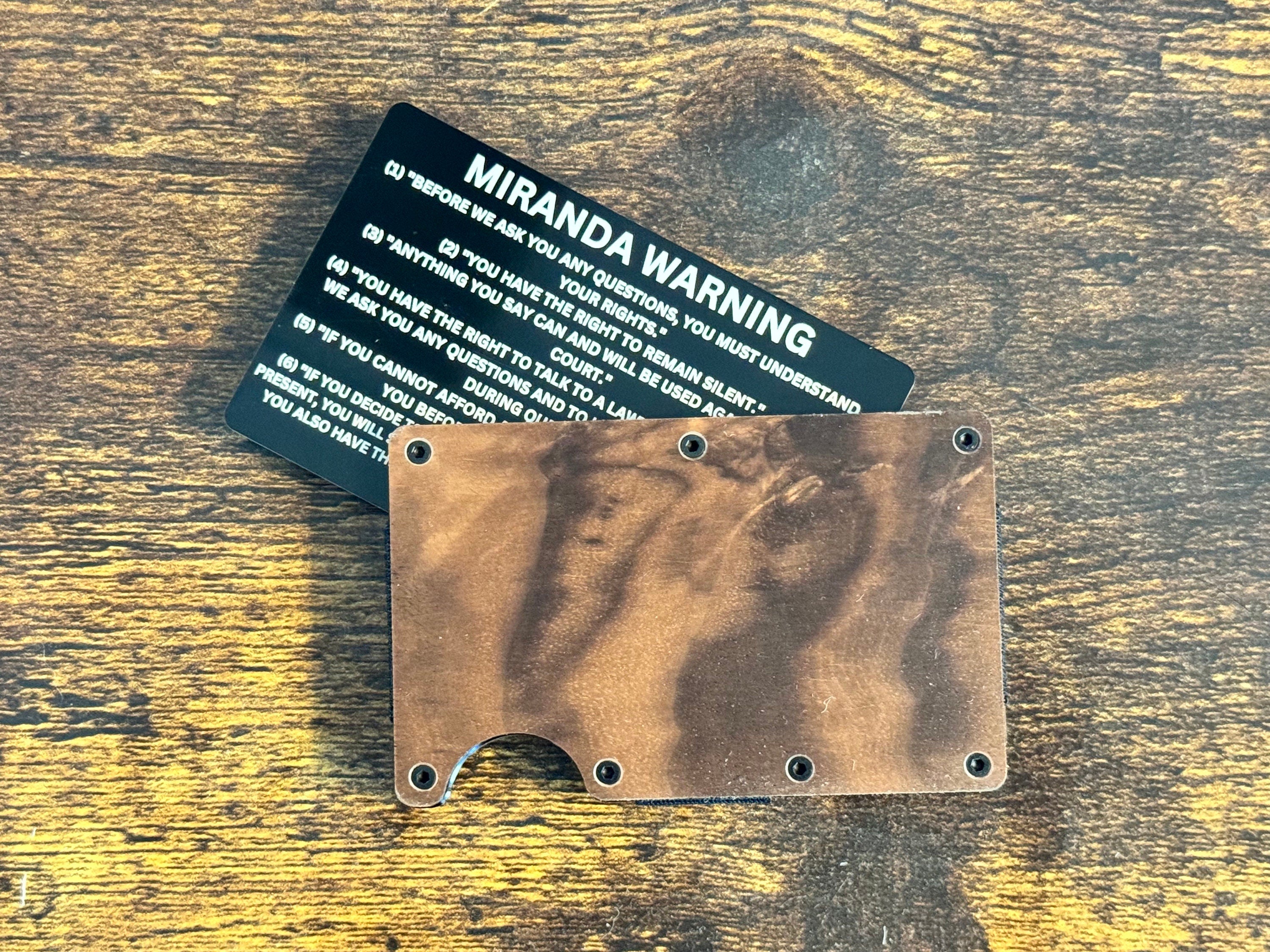 Miranda Warning Engraved Metal Card