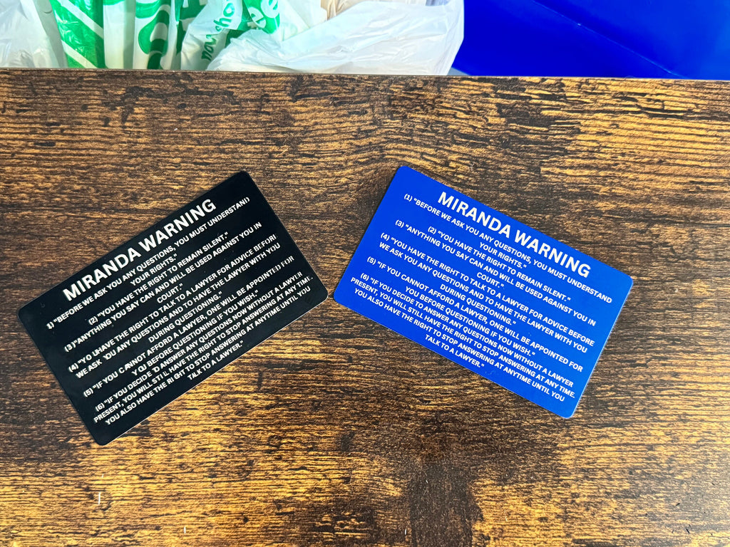Miranda Warning Engraved Metal Card