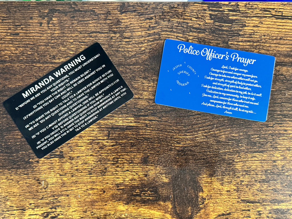 Miranda Warning Engraved Metal Card