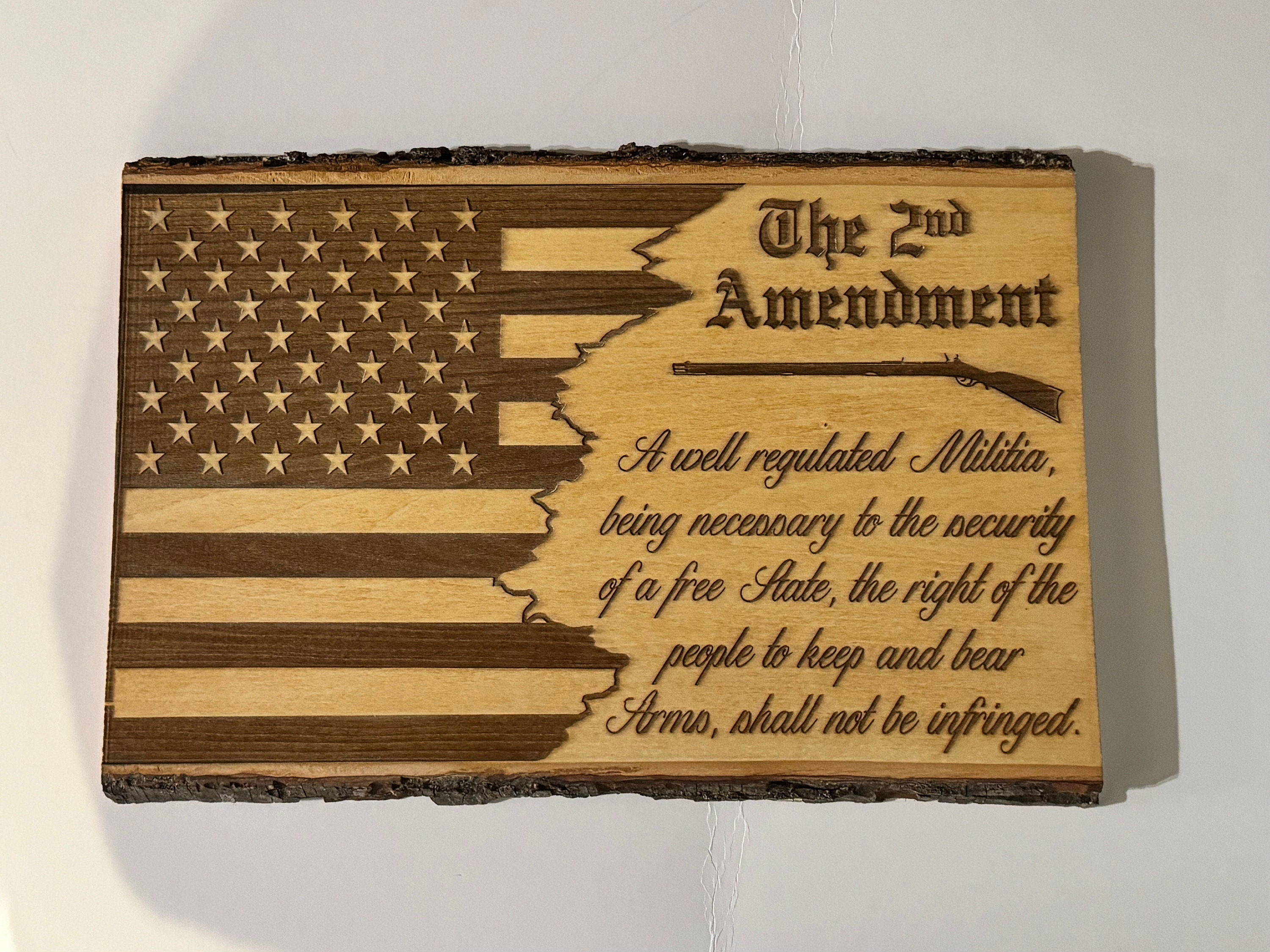 2nd Amendment Wood Sign — Patriotic Flag Decor