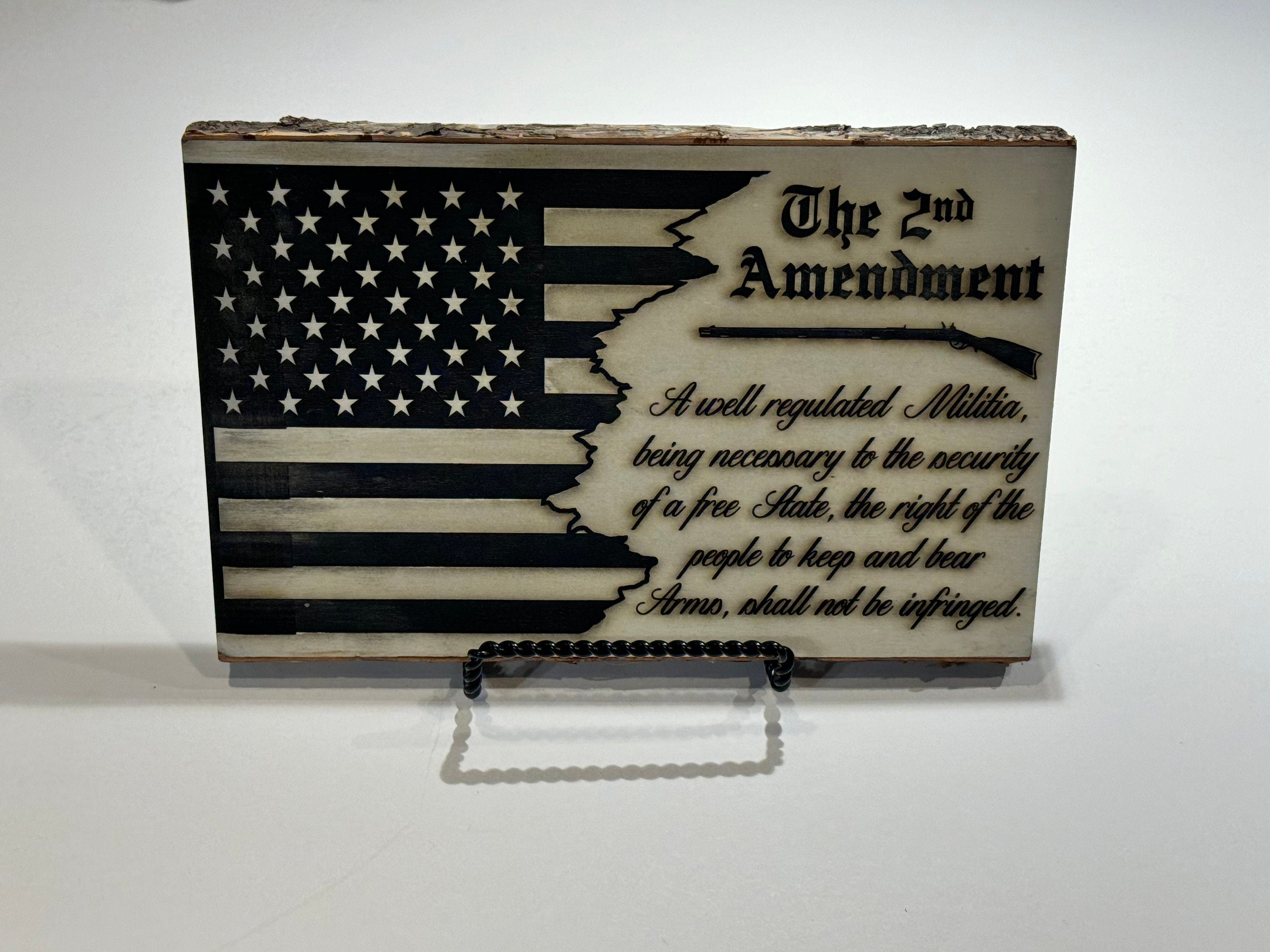 2nd Amendment Wood Sign — Patriotic Flag Decor