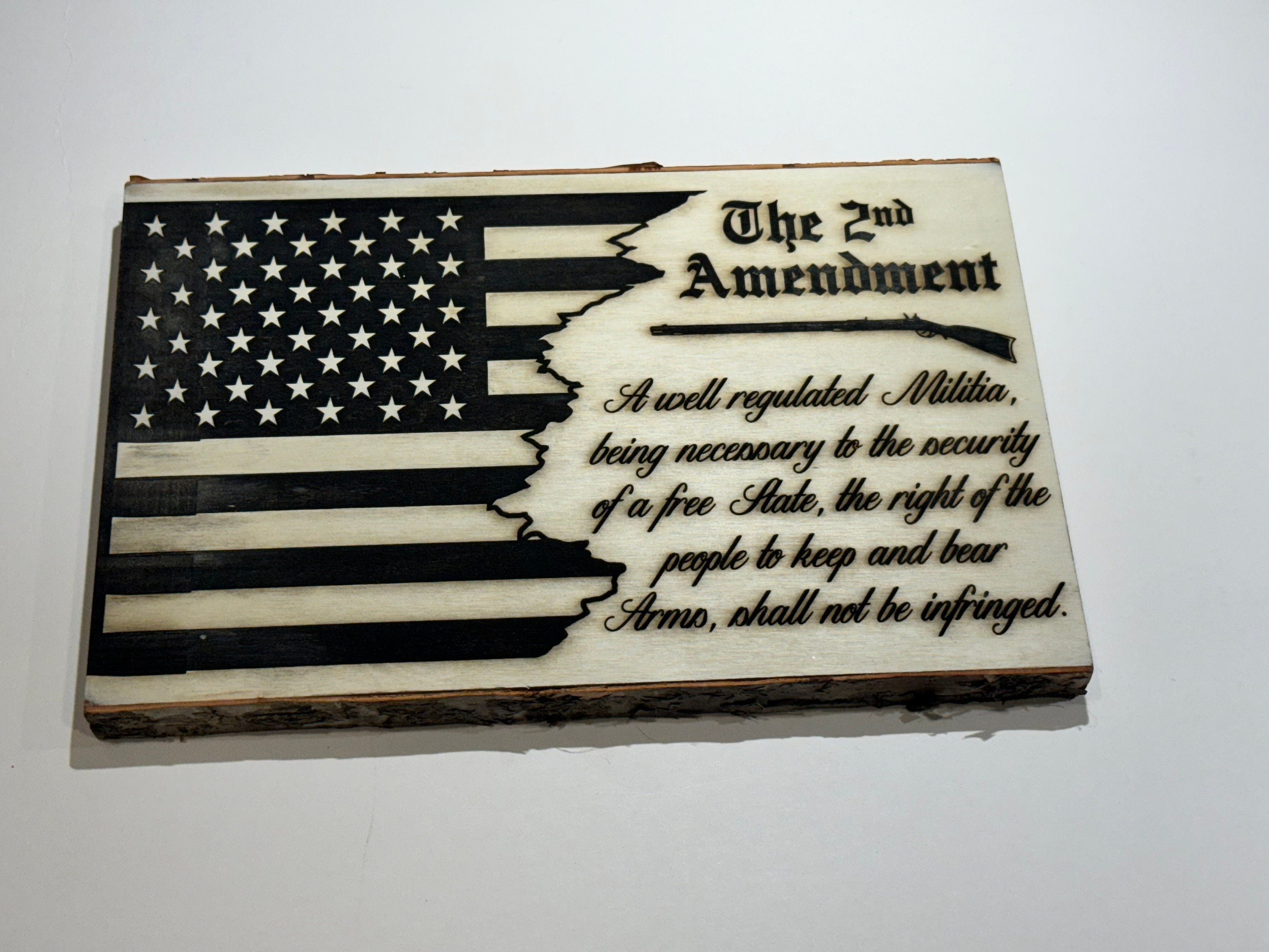 2nd Amendment Wood Sign — Patriotic Flag Decor