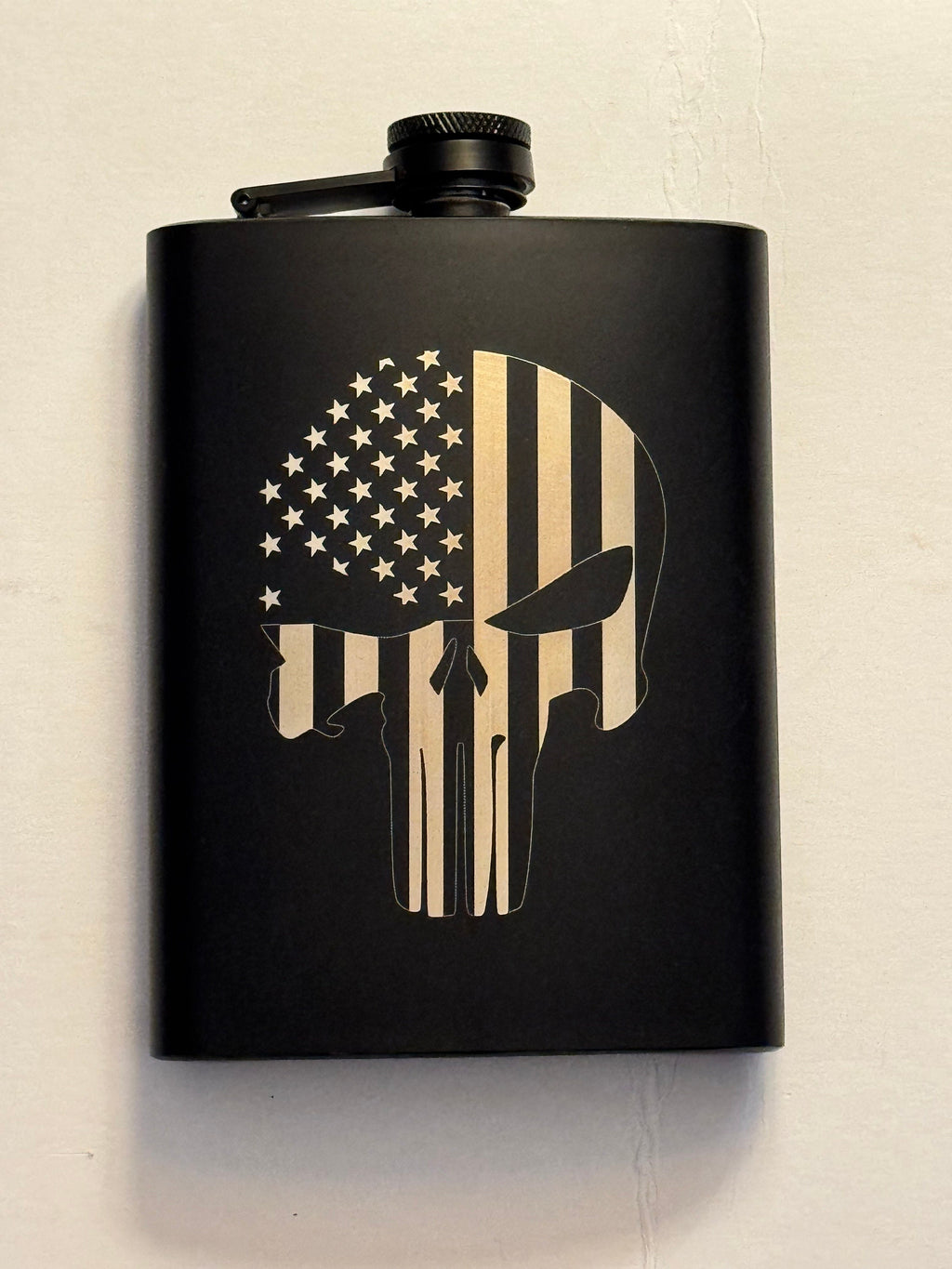 Military Flask — Engraved Warrior Skull