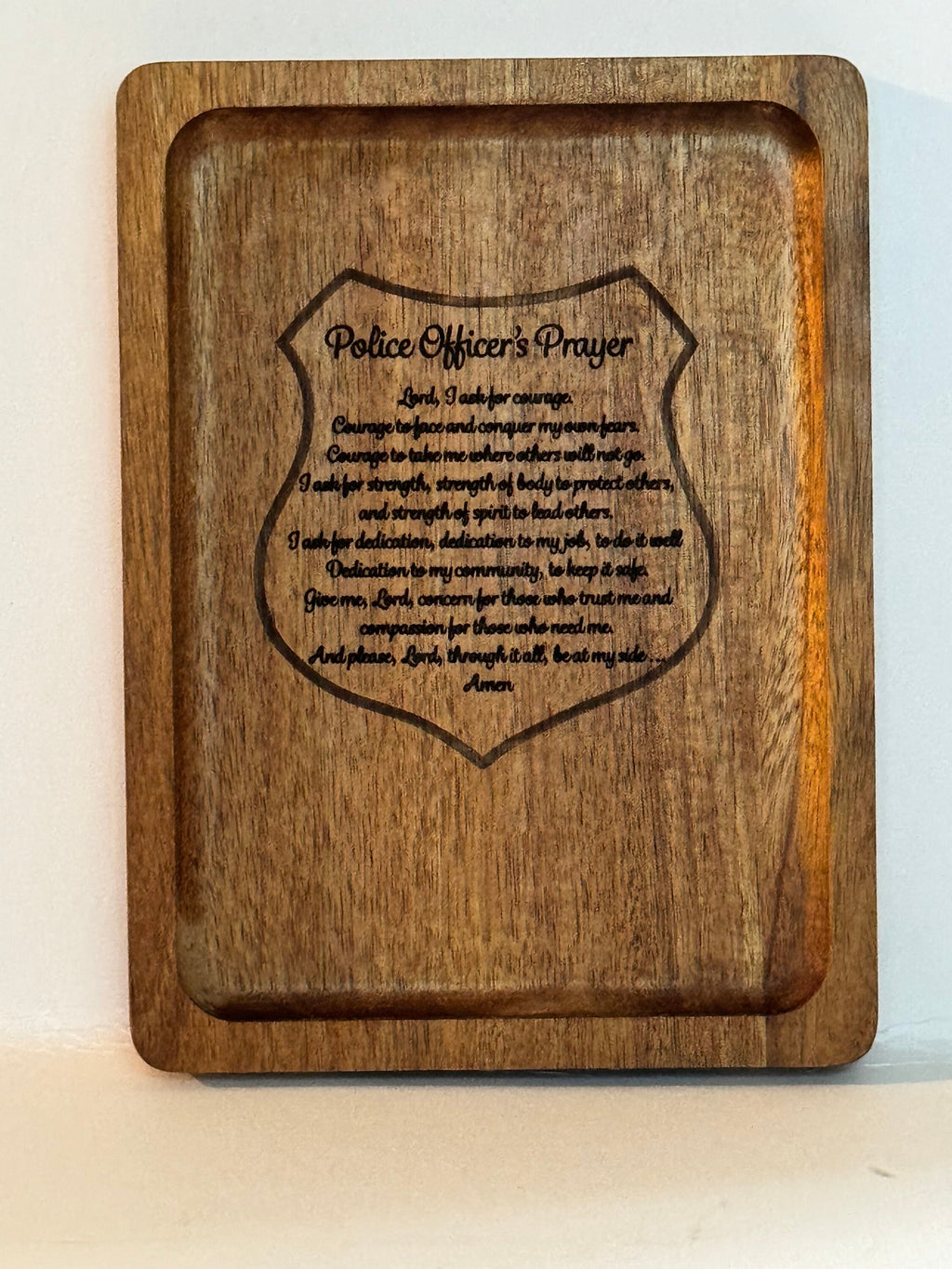 Engraved Wood Catchall Tray — Police Officer Gift