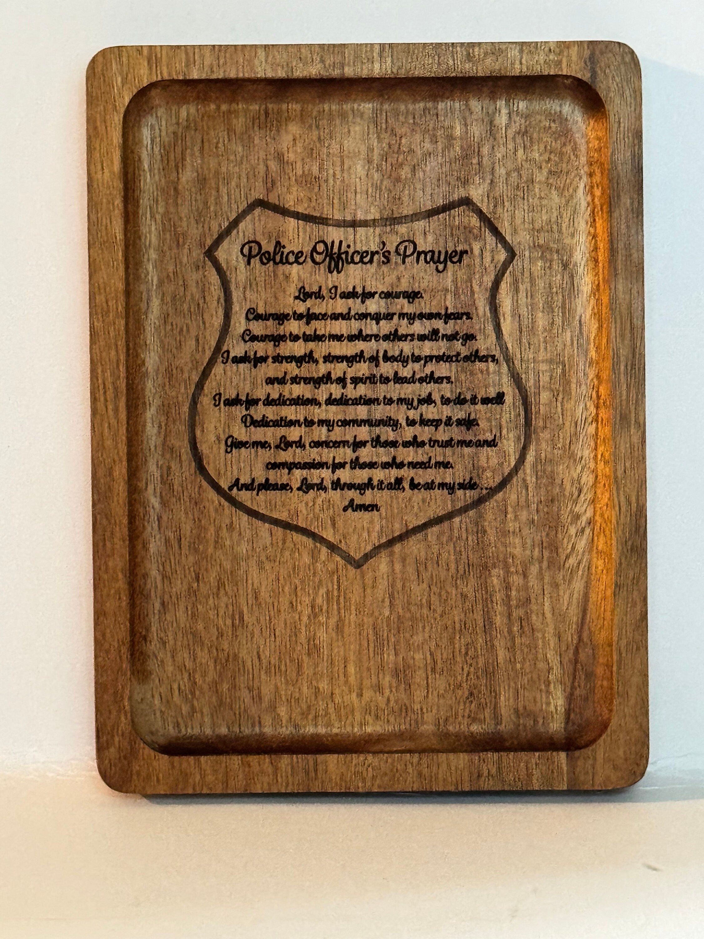 Engraved Wood Catchall Tray — Police Officer Gift