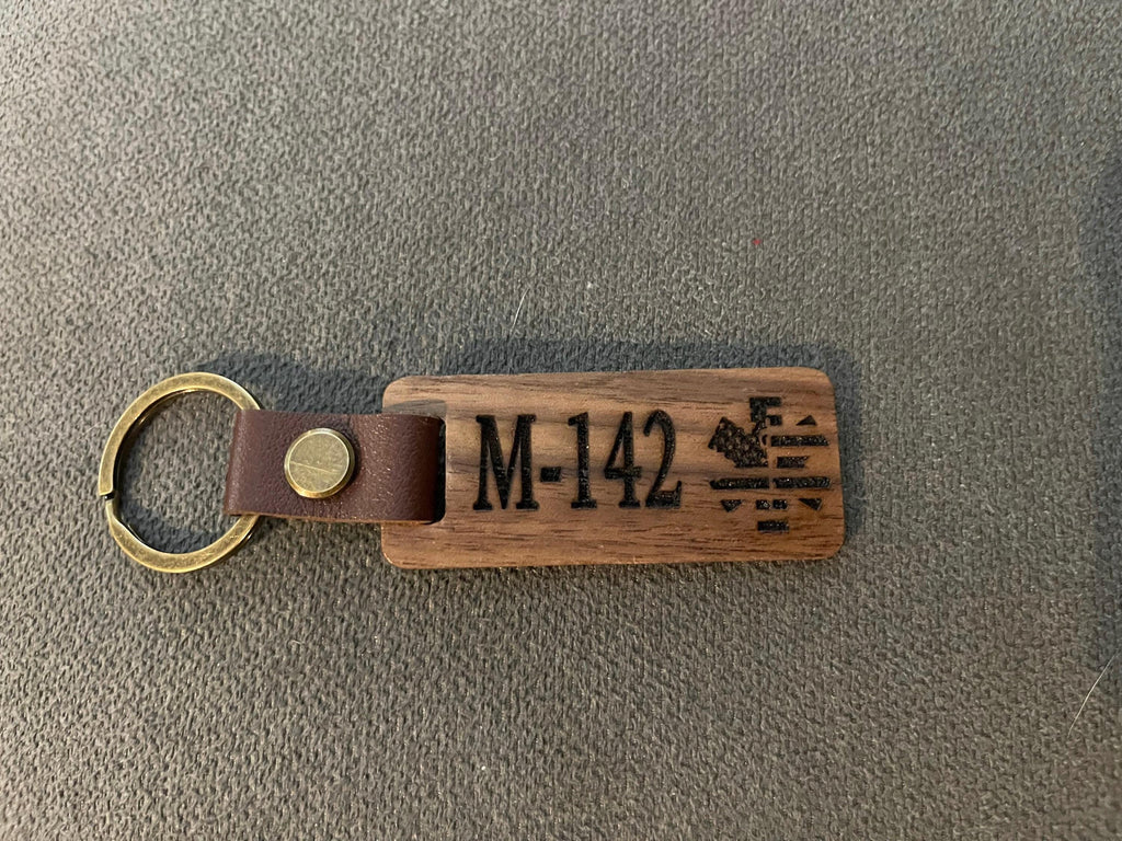 Personalized Walnut Keychain — Leather Strap