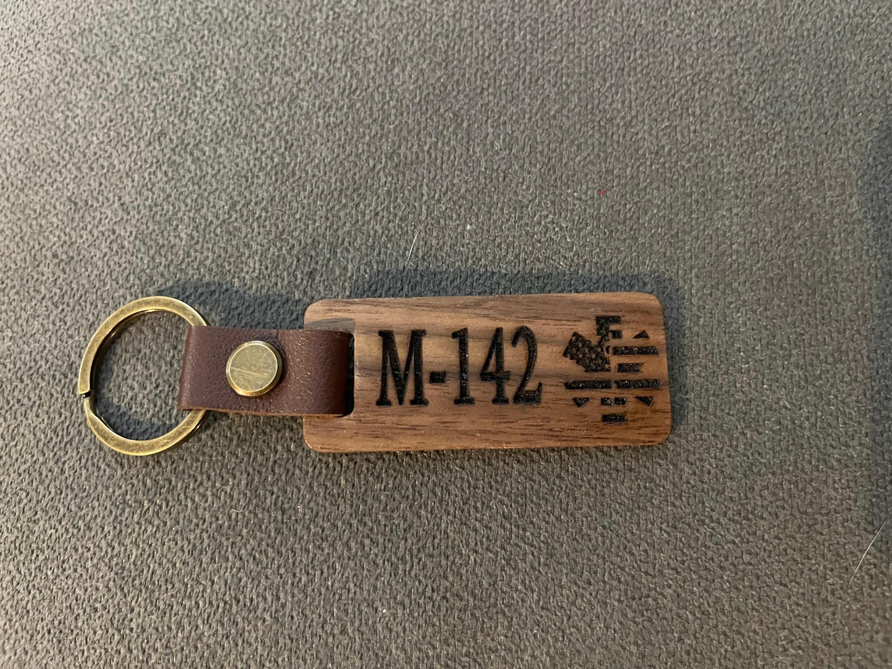 Personalized Walnut Keychain — Leather Strap
