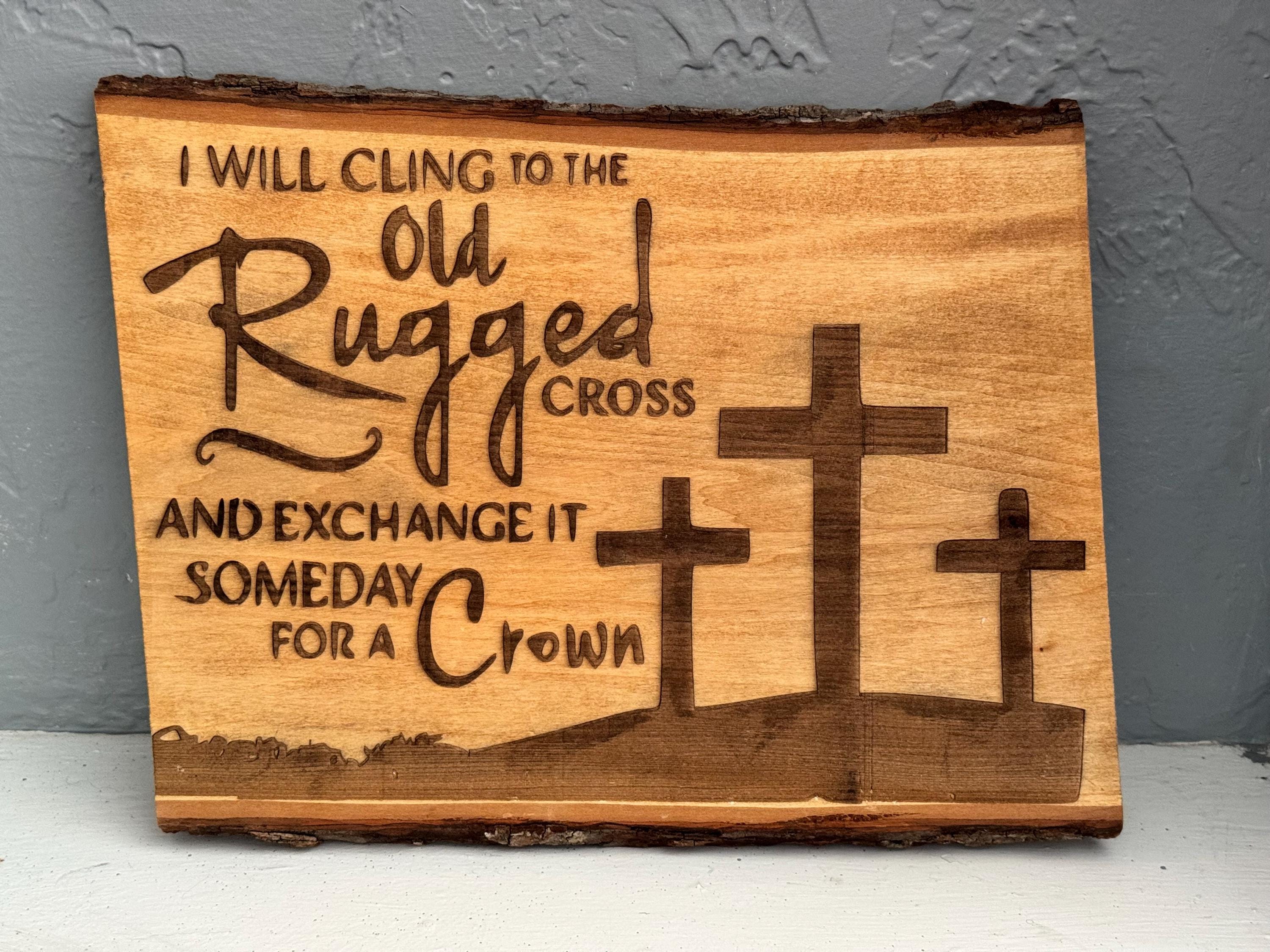 Engraved Wooden Cross Plaque