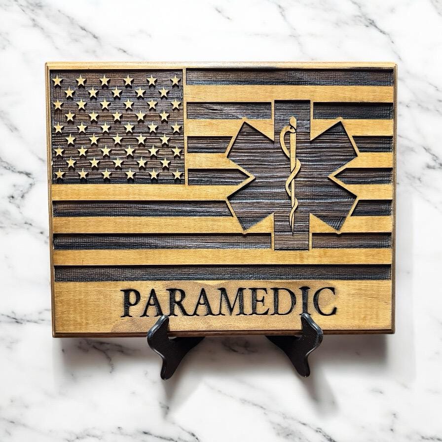 Paramedic Flag Plaque — First Responder Retirement