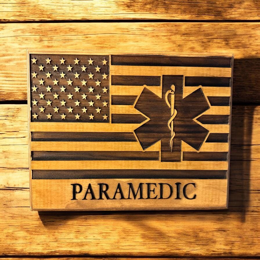 Paramedic Flag Plaque — First Responder Retirement