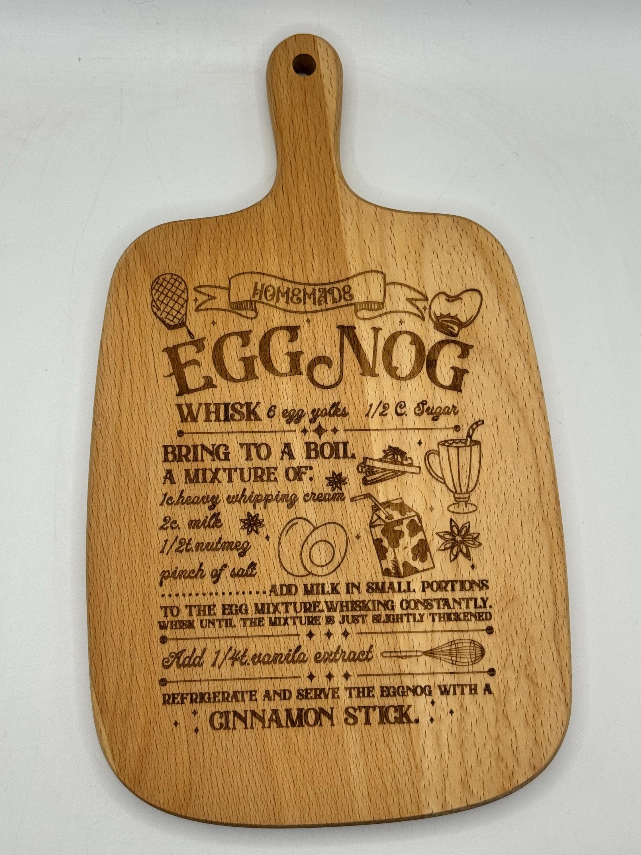 Eggnog Recipe Cutting Board — Christmas Kitchen Gift