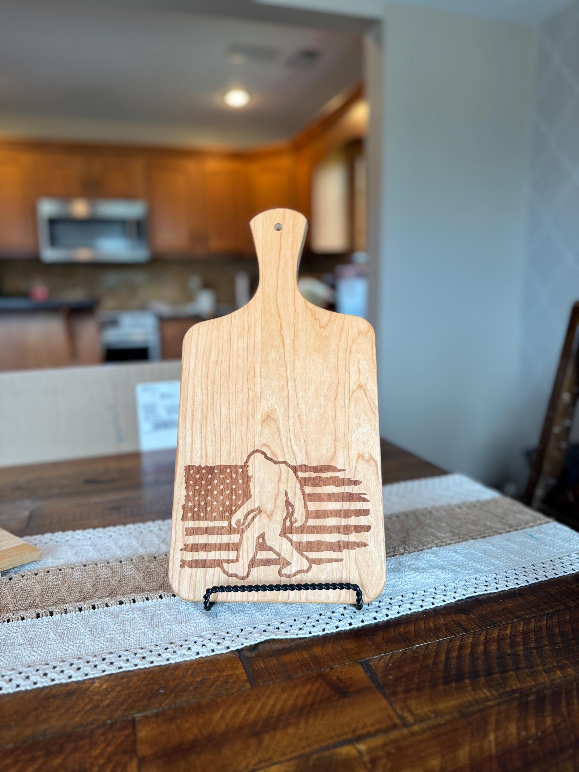 Bigfoot Flag Cutting Board — Rustic Cabin Decor