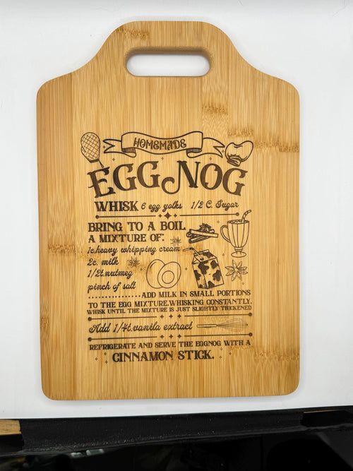 Eggnog Recipe Cutting Board — Christmas Kitchen Gift