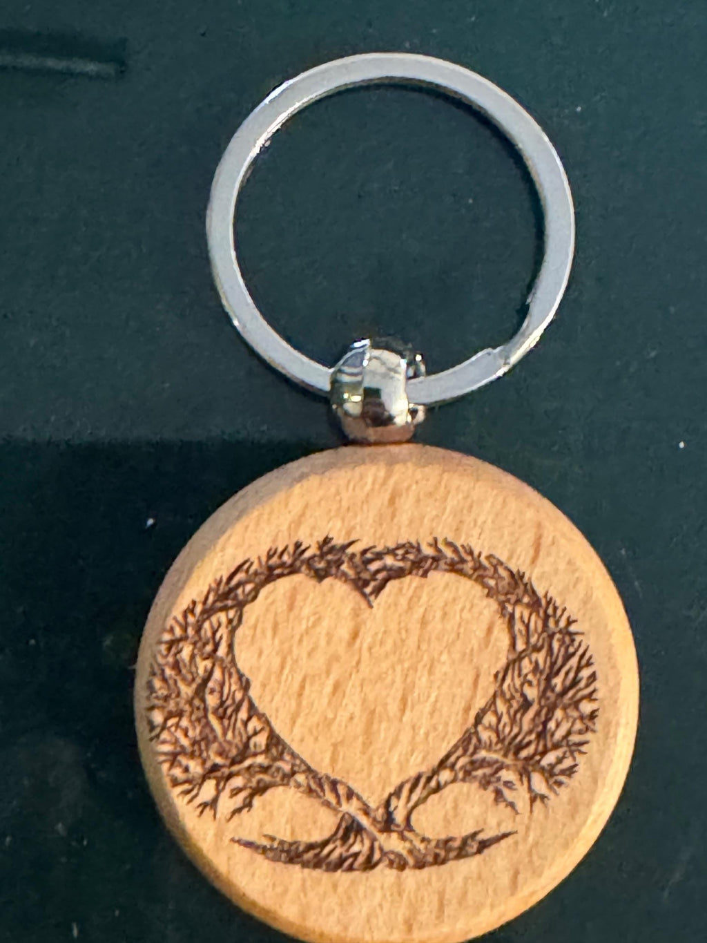 Engraved Heart Wooden Keychain