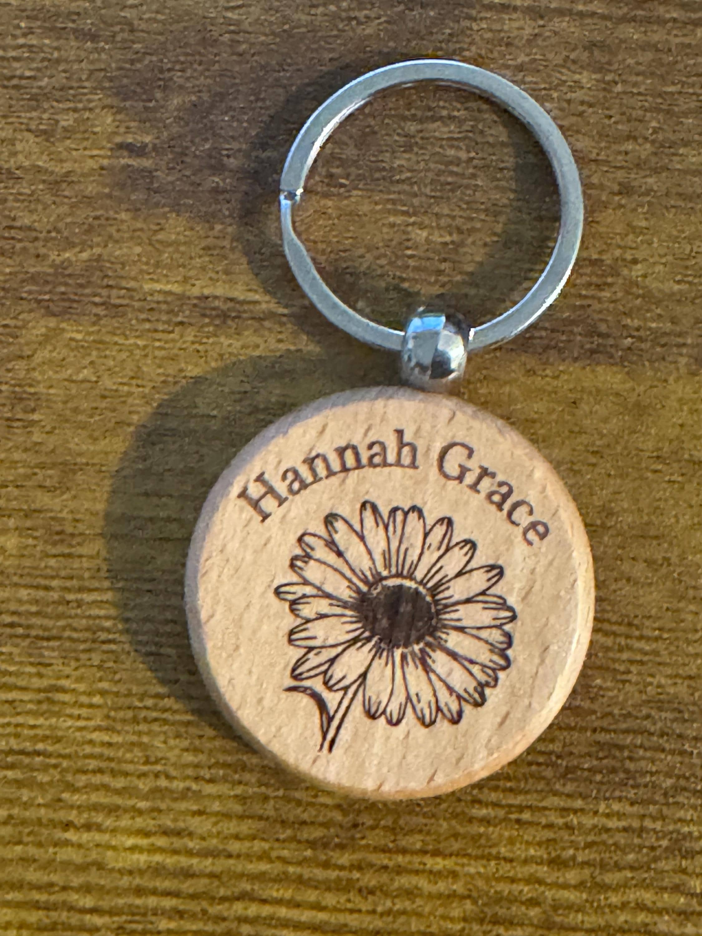 Engraved Heart Wooden Keychain