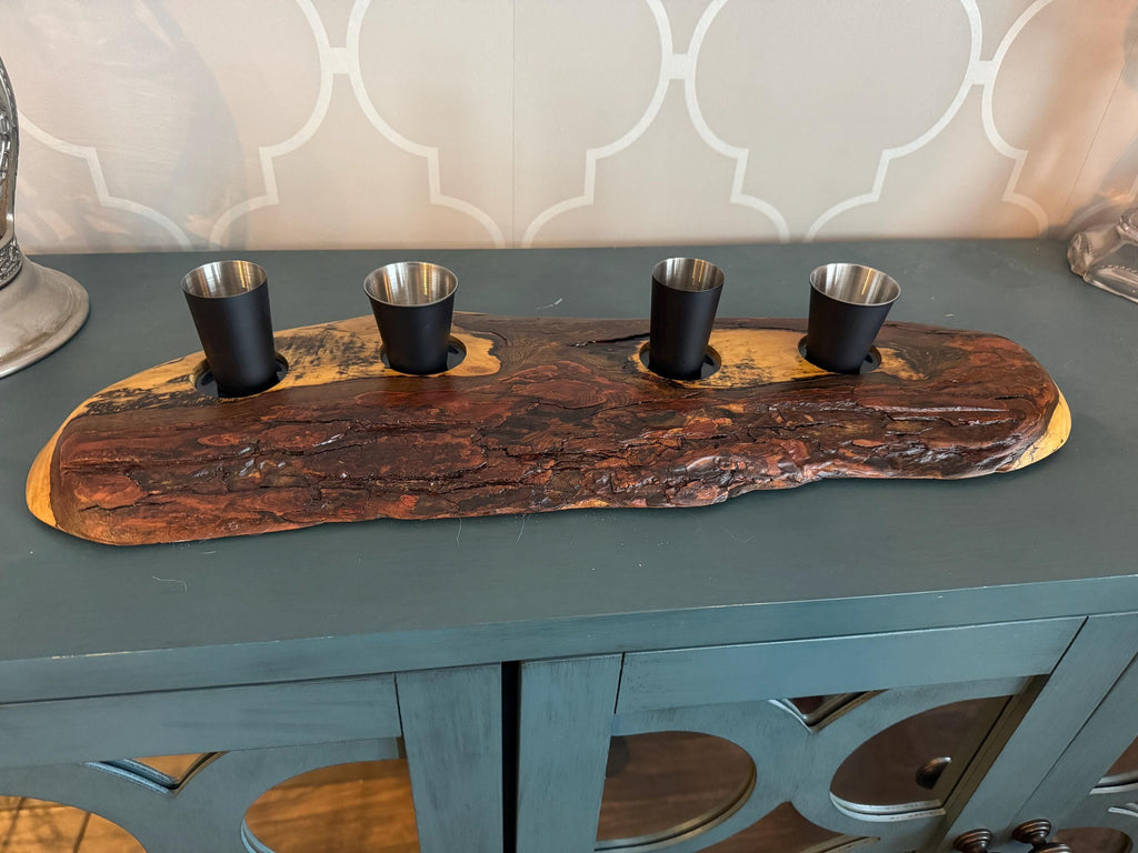 Live Edge Bourbon Board & Candle Holder