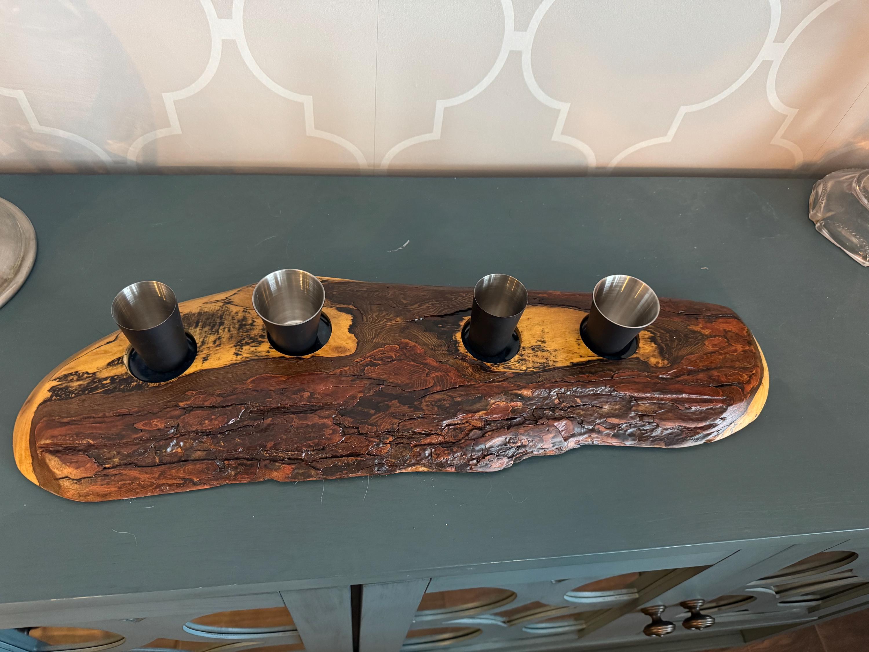 Live Edge Bourbon Board & Candle Holder