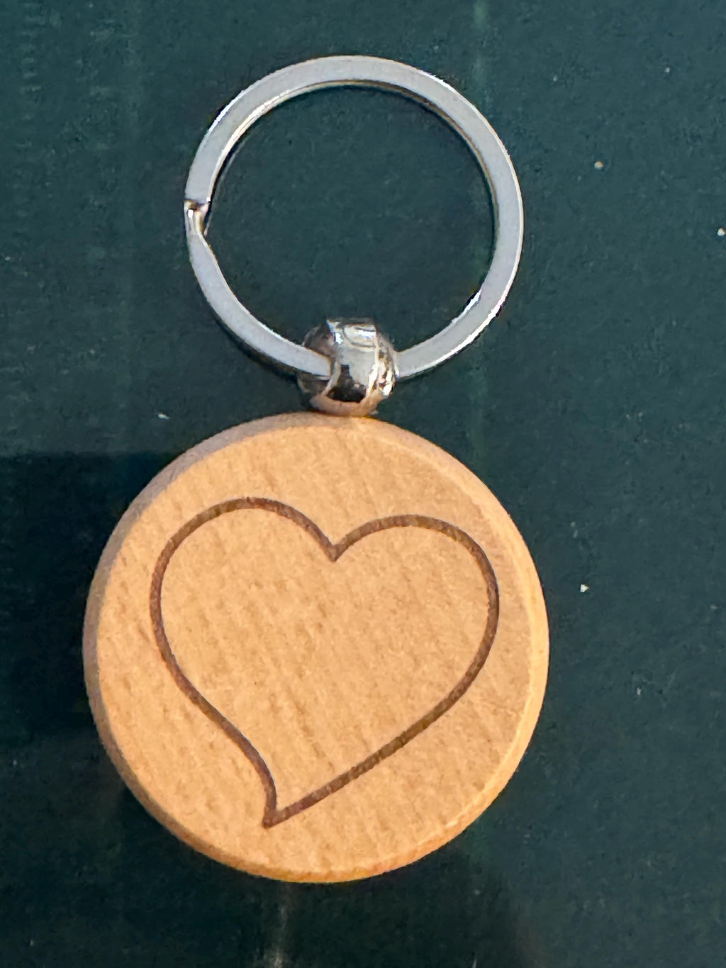 Engraved Heart Wooden Keychain