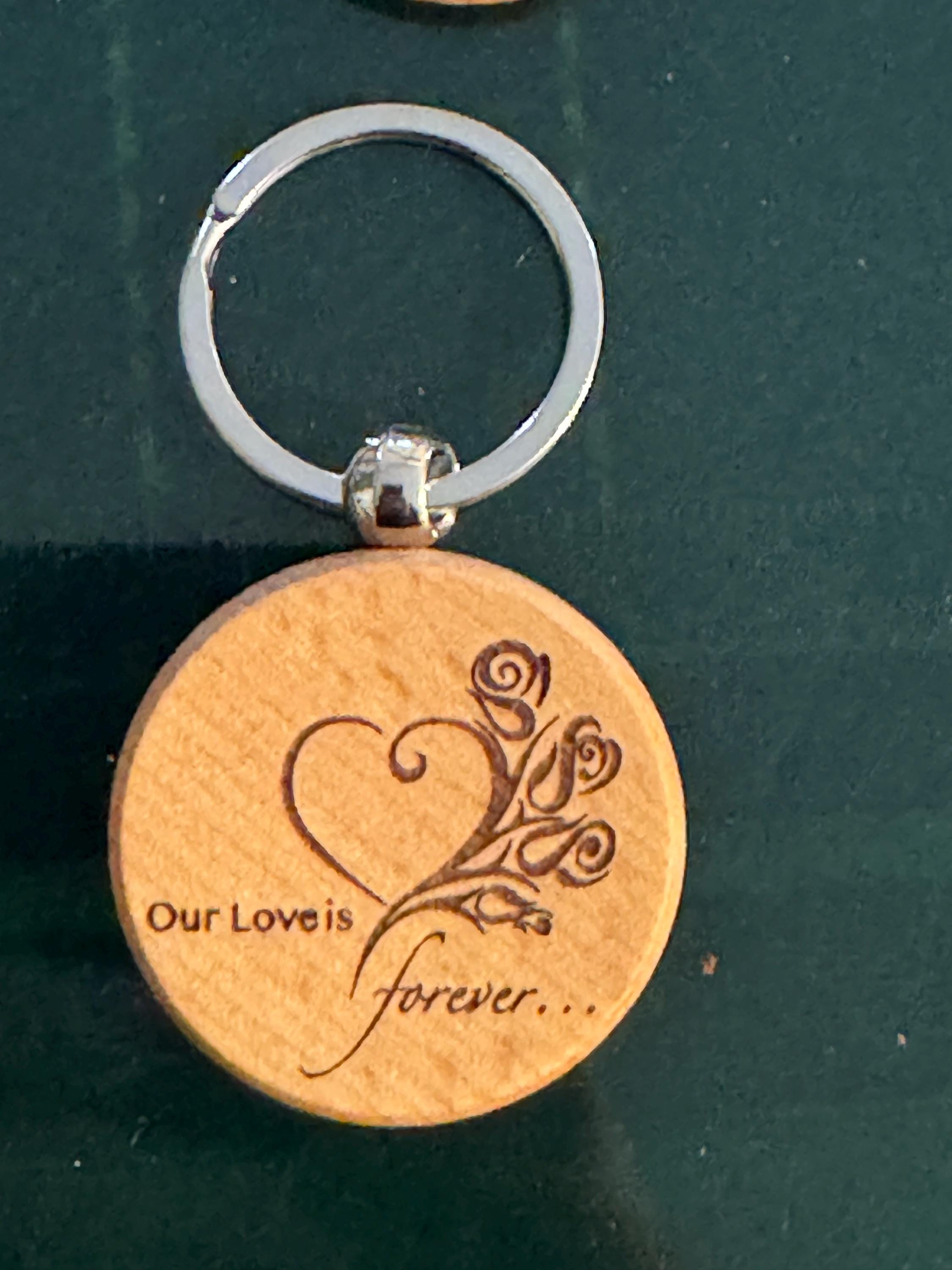Engraved Heart Wooden Keychain