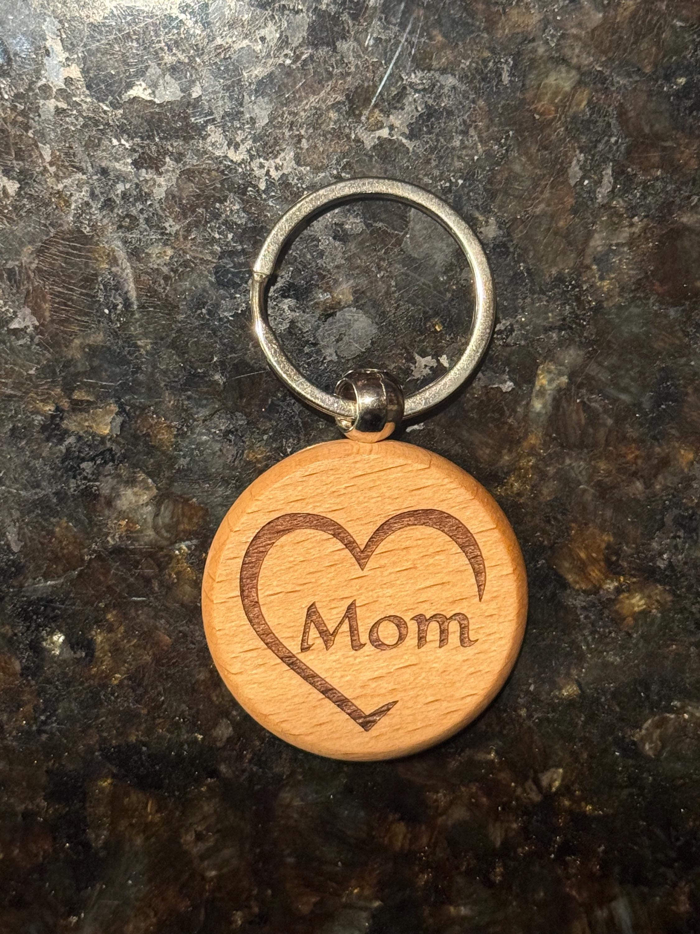 Engraved Heart Wooden Keychain