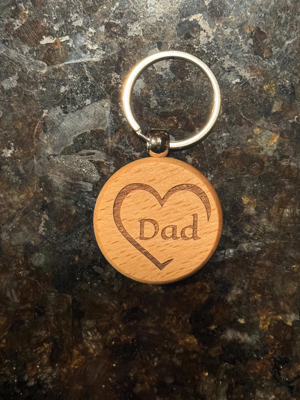 Engraved Heart Wooden Keychain