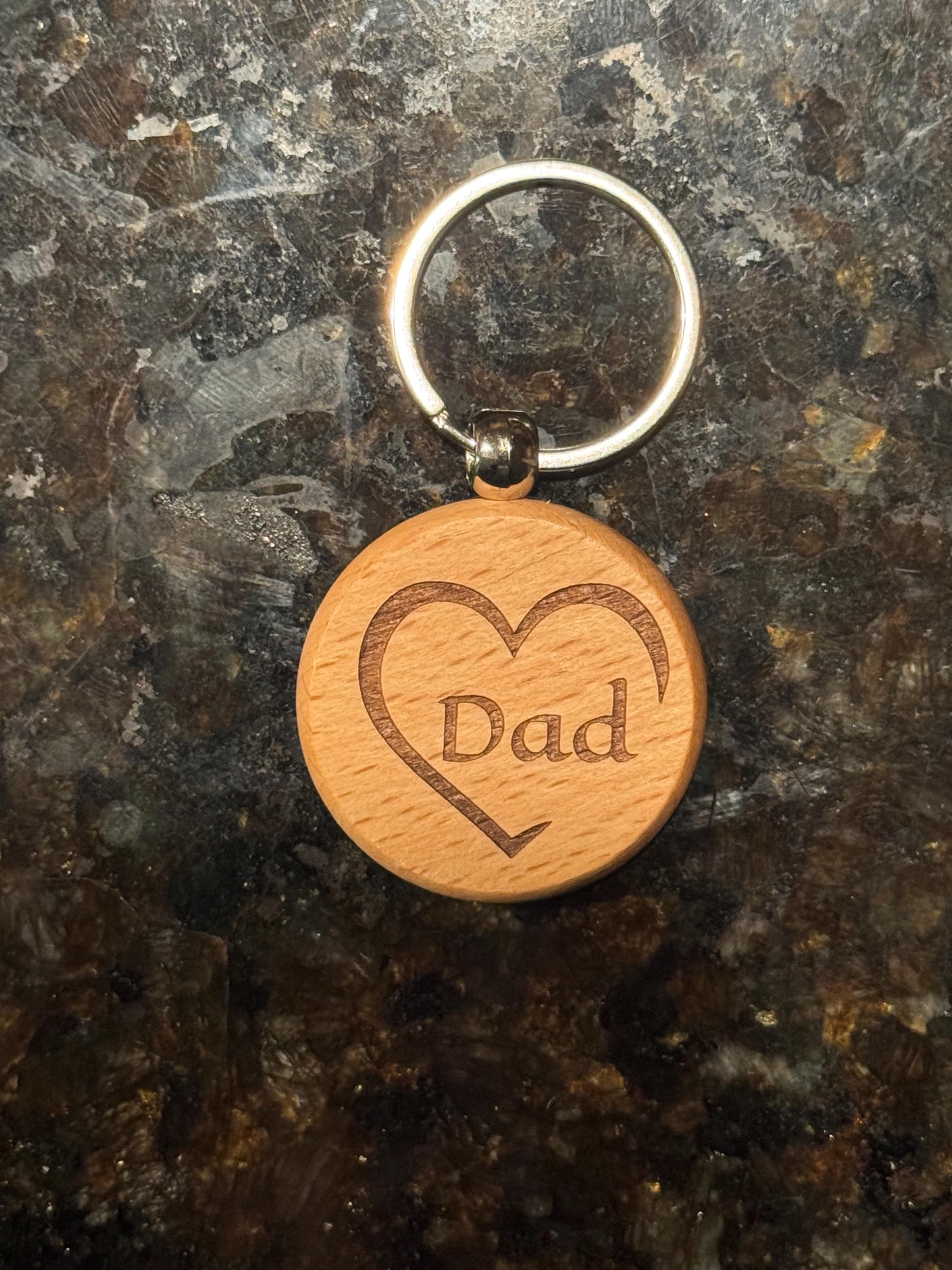 Engraved Heart Wooden Keychain