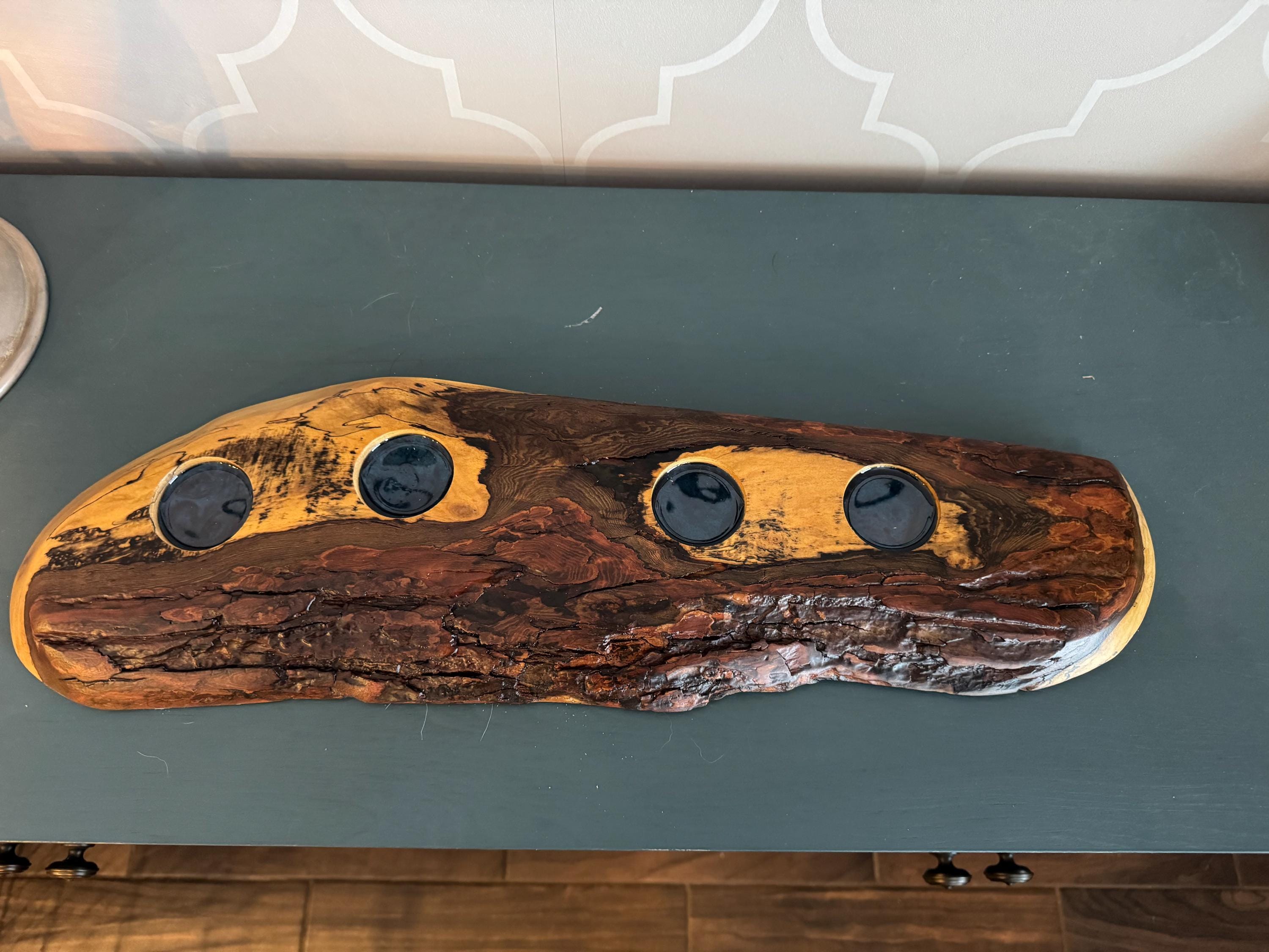 Live Edge Bourbon Board & Candle Holder