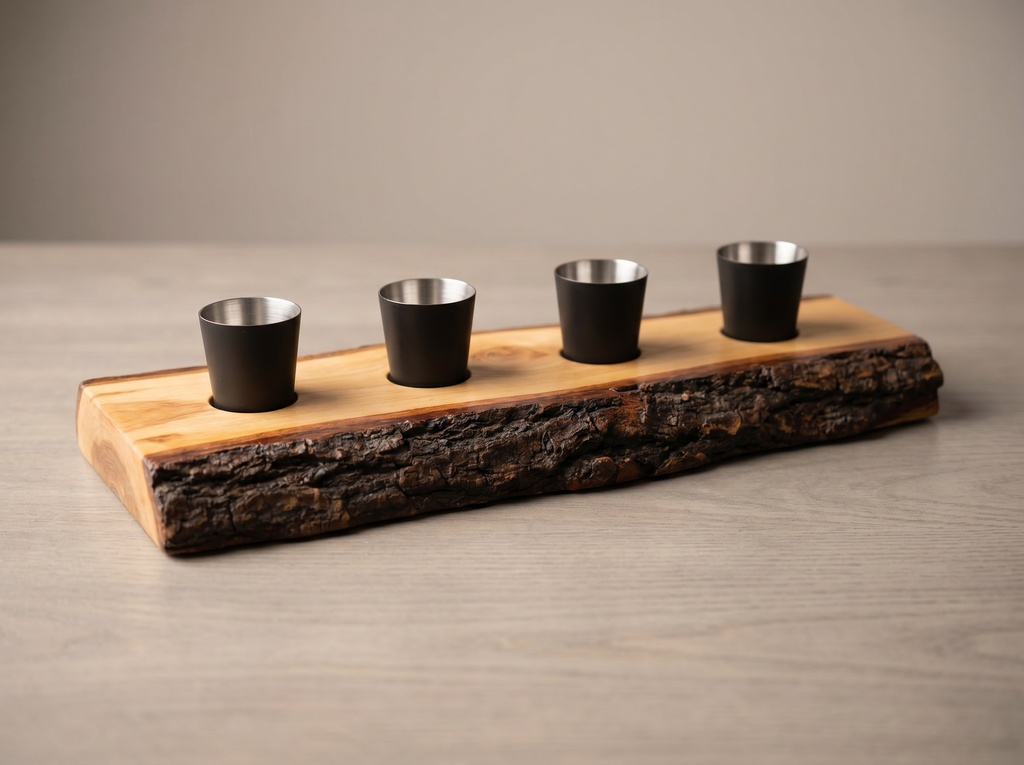 Live Edge Bourbon Board & Candle Holder