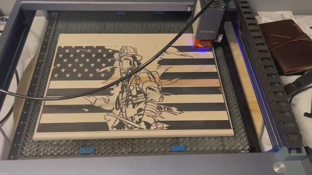 Firefighter American Flag Wood Plaque: First Responder Gift