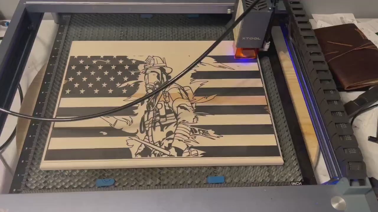 Firefighter American Flag Wood Plaque: First Responder Gift